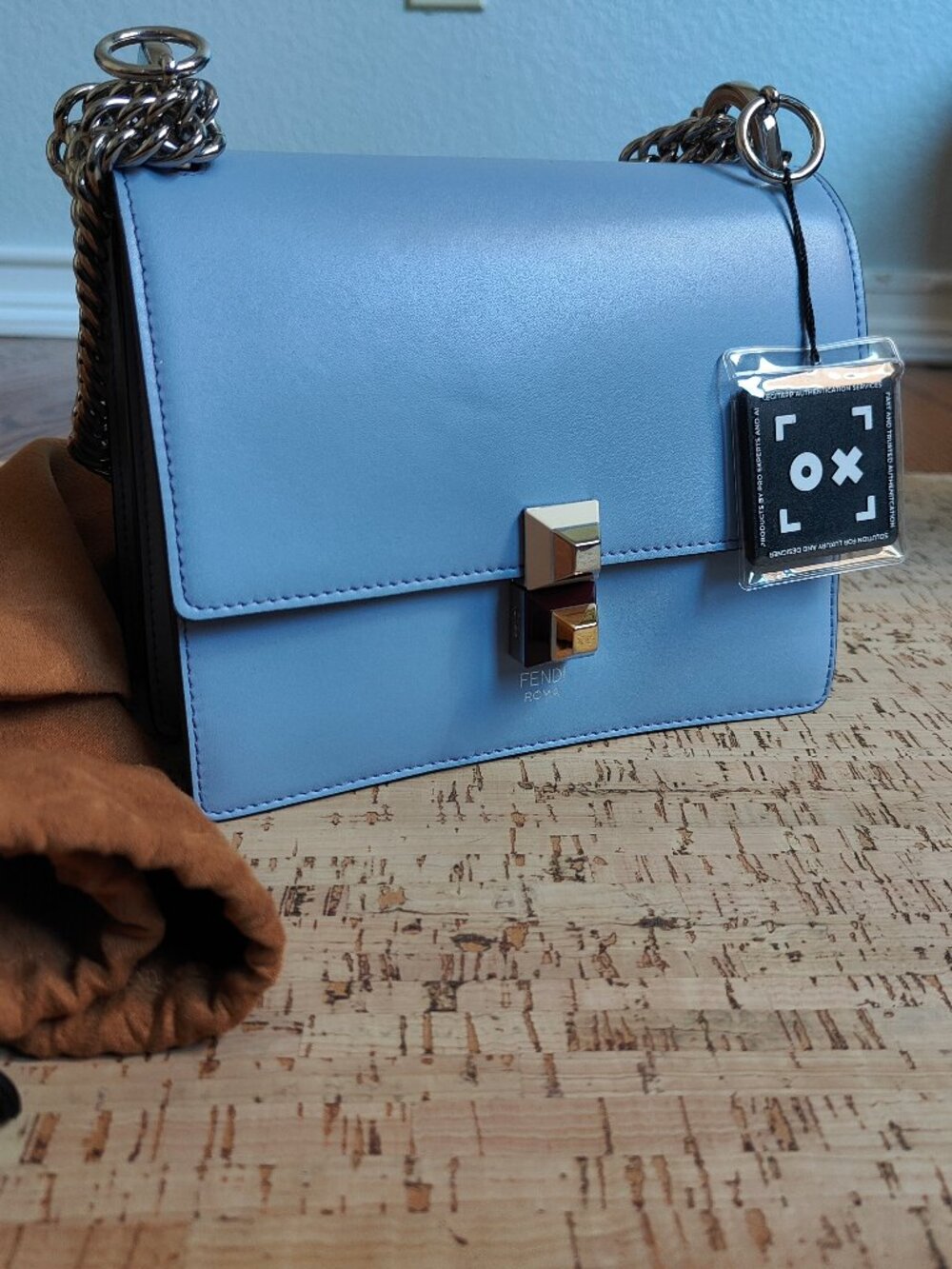 Fendi Kan I light blue shoulder purse
